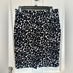 J. Crew Black and White Animal Print Pencil Skirt